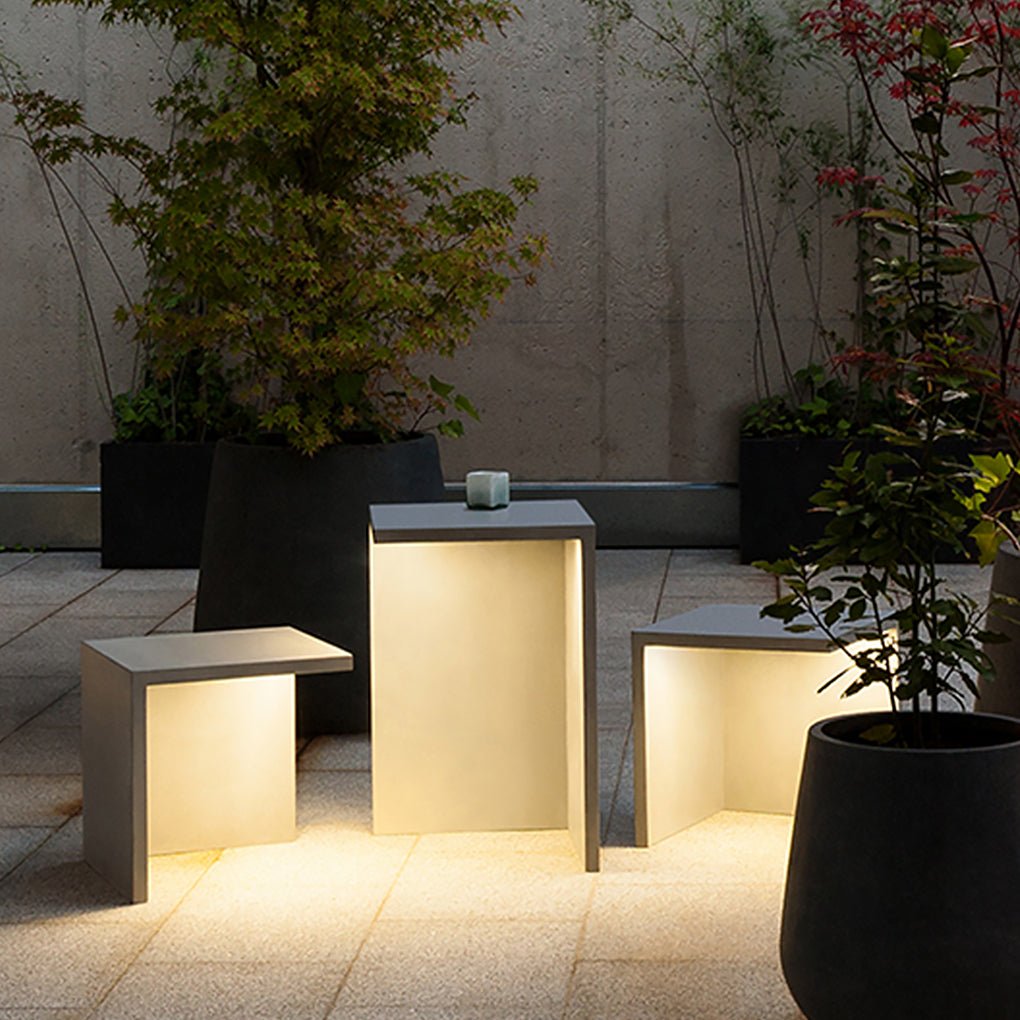 Modern LED Square Cube Garden Stool Light Waterproof Outdoor Landscape Table Lamp