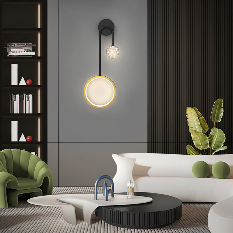 Modern LED Star Ring Wall Sconce with Three Step Dimming and Spotlight Gold and Black