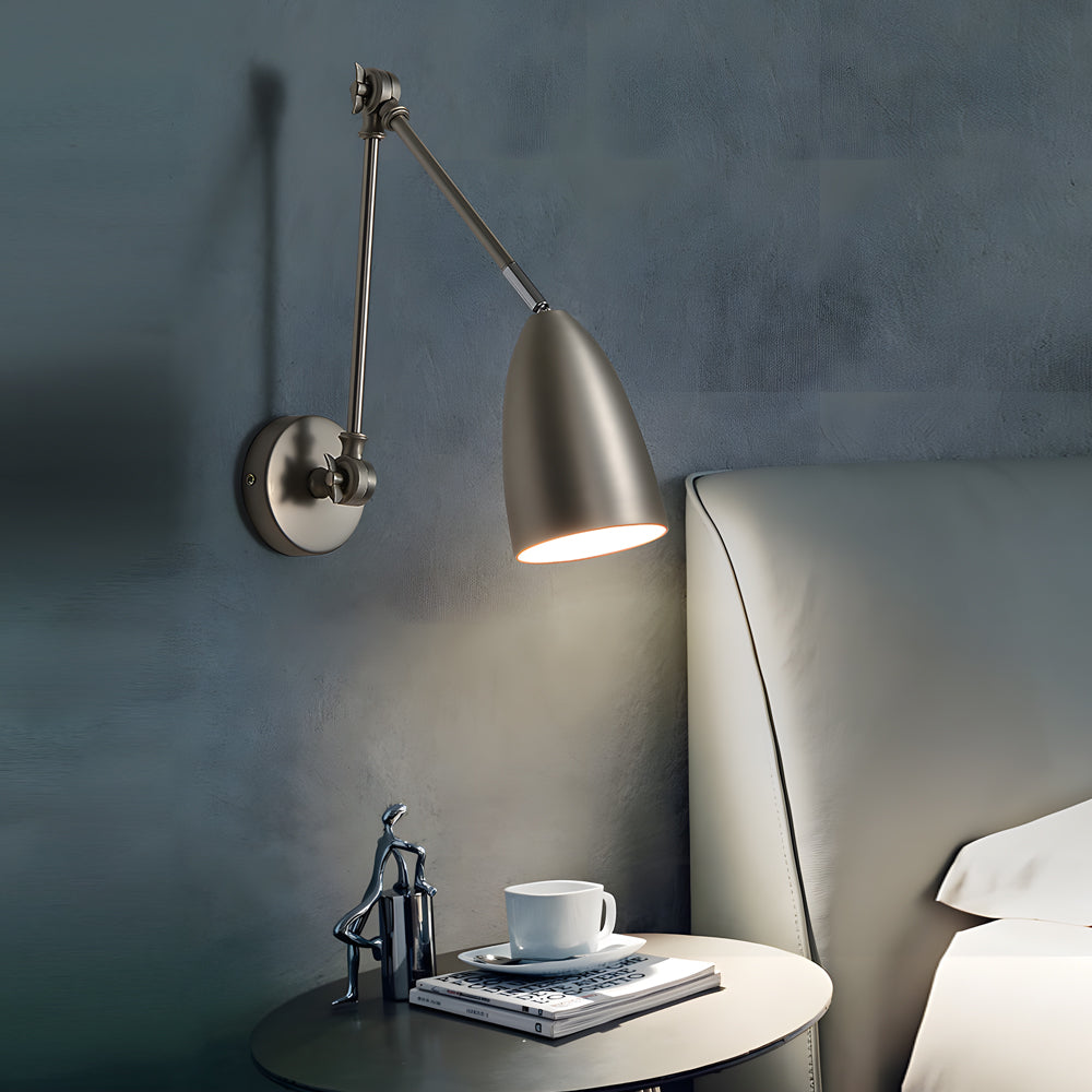 Modern LED Swing Arm Wall Sconce with 3 Adjustable Joints and Dimmable Light for Bedside Reading
