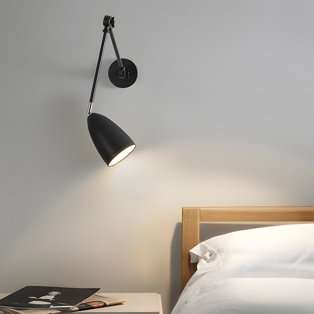Modern LED Swing Arm Wall Sconce with 3 Adjustable Joints and Dimmable Light for Bedside Reading