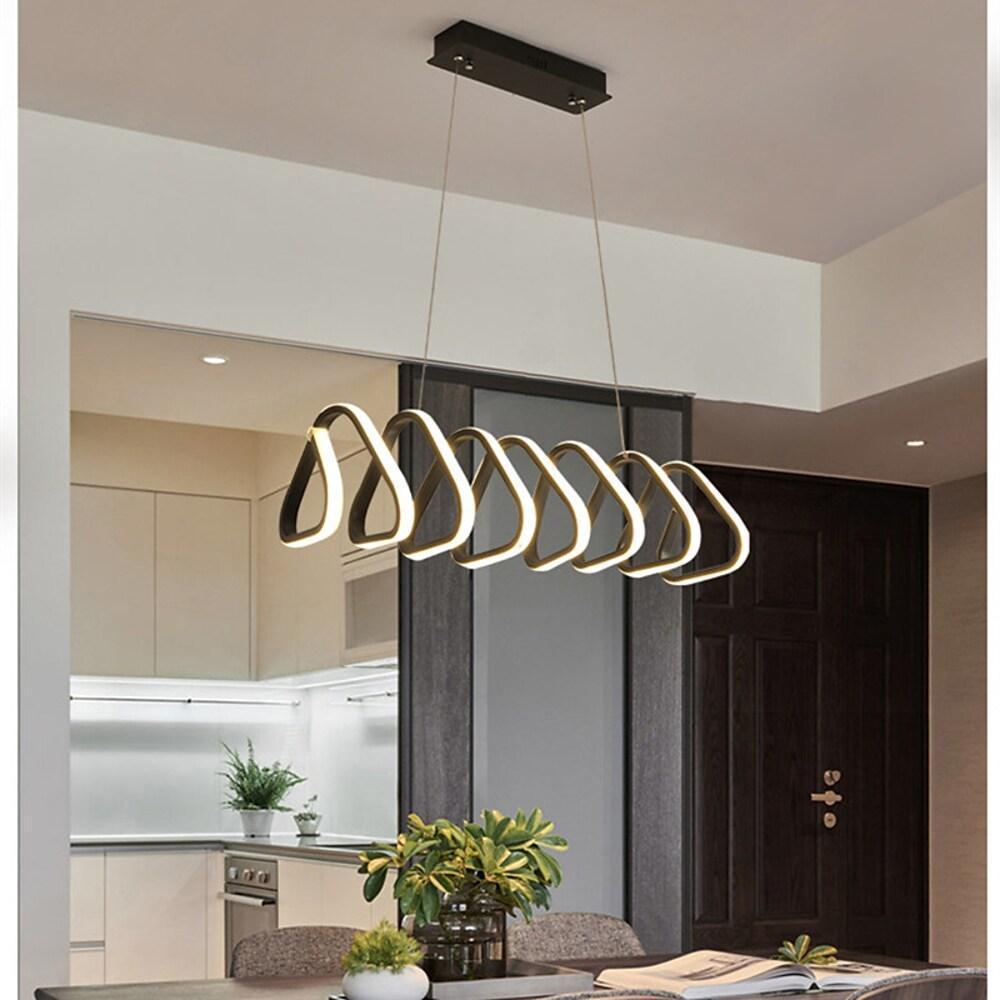 Modern LED Triangular Pendant Light Dimmable Acrylic Ceiling Fixture for Kitchen and Dining Room