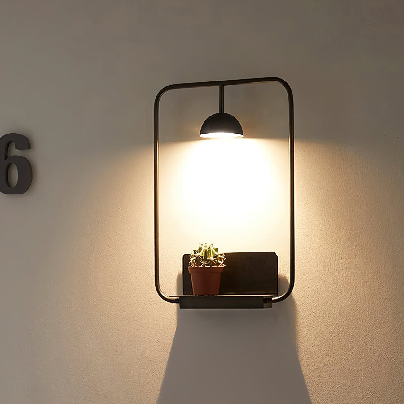 Modern LED Wall Sconce with Integrated Display Shelf Functional Metal Downlight Wall Lamp