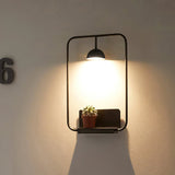 Modern LED Wall Sconce with Integrated Display Shelf Functional Metal Downlight Wall Lamp
