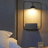 Modern LED Wall Sconce with Integrated Display Shelf Functional Metal Downlight Wall Lamp