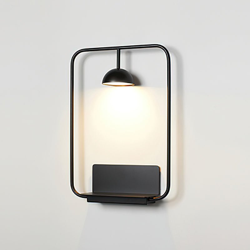 Modern LED Wall Sconce with Integrated Display Shelf Functional Metal Downlight Wall Lamp