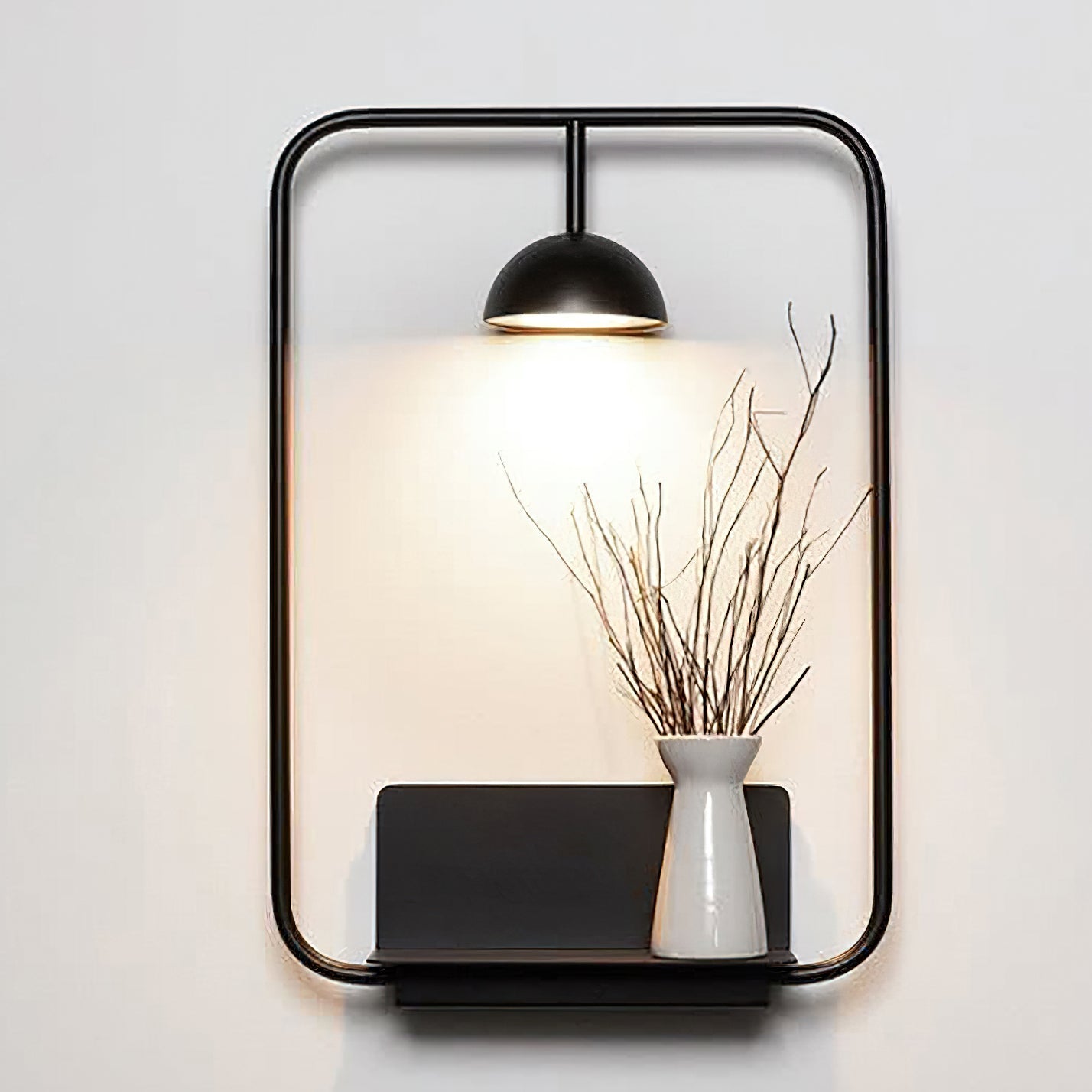 Modern LED Wall Sconce with Integrated Display Shelf Functional Metal Downlight Wall Lamp