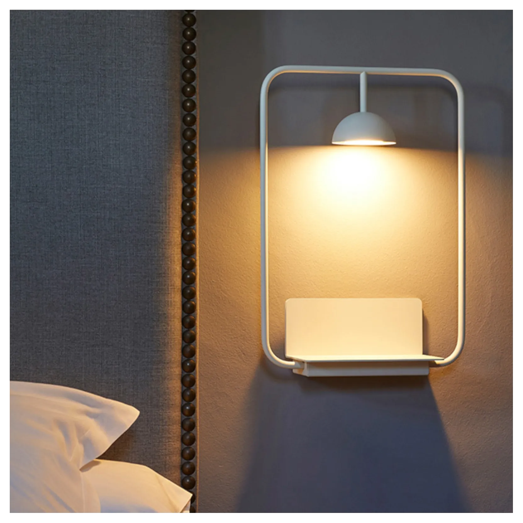 Modern LED Wall Sconce with Integrated Display Shelf Functional Metal Downlight Wall Lamp