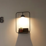 Modern LED Wall Sconce with Integrated Display Shelf Functional Metal Downlight Wall Lamp