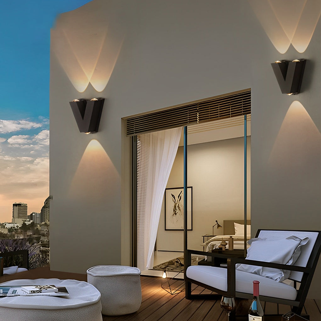 Modern LED Waterproof Outdoor Wall Lamp Creative Letter Shaped N V W Aluminum Garden Sconce