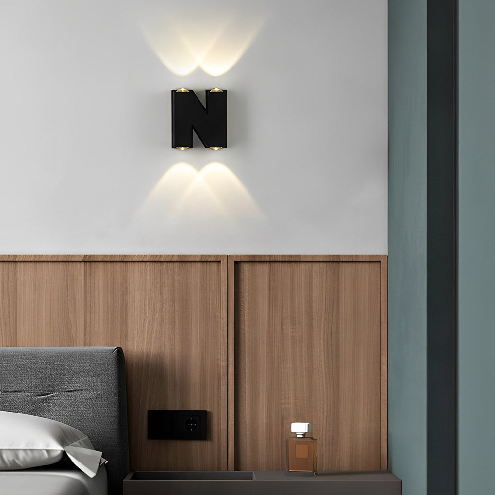 Modern LED Waterproof Outdoor Wall Lamp Creative Letter Shaped N V W Aluminum Garden Sconce
