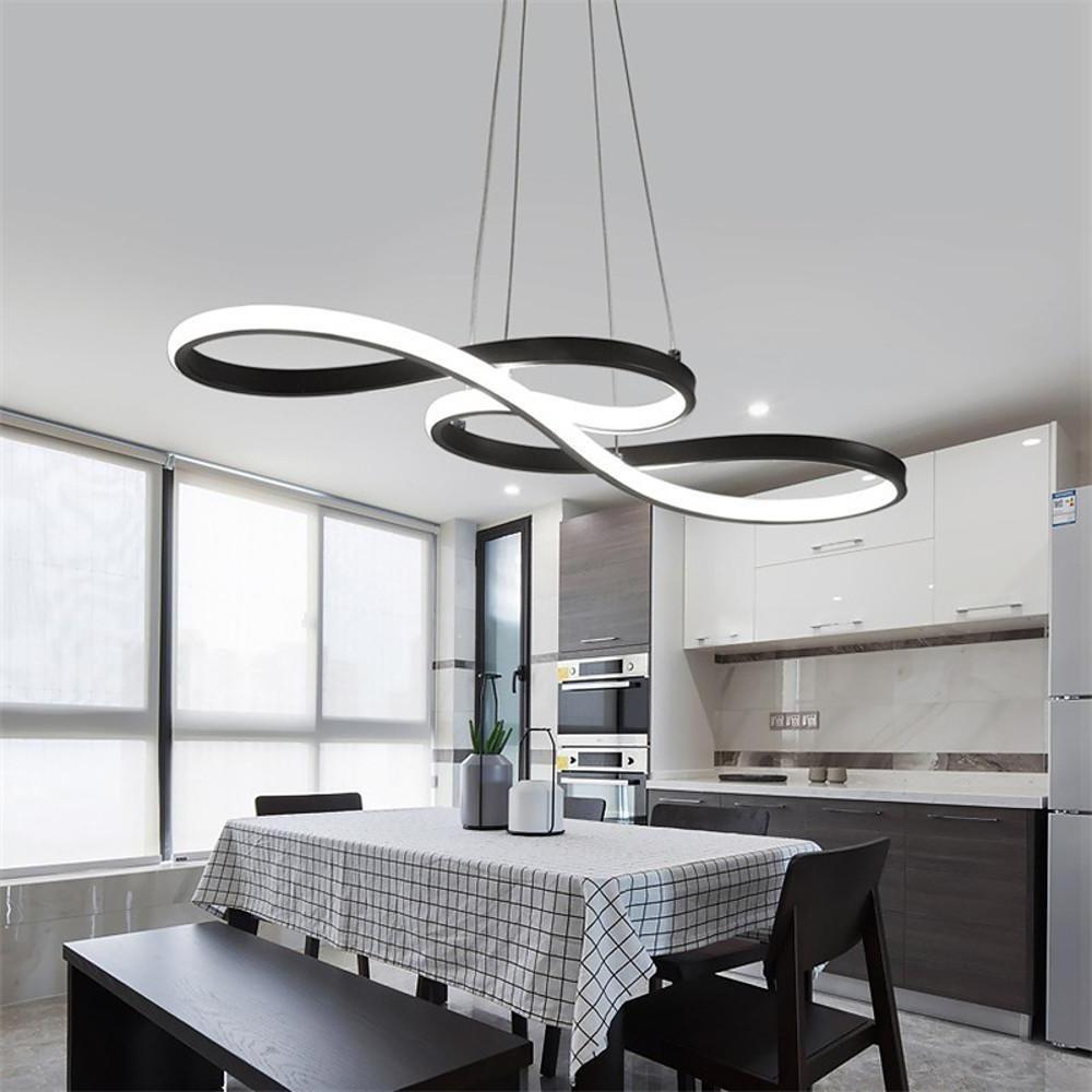 Modern LED Wave Design Sputnik Semi Flush Mount Chandelier Metal Silica Gel Ceiling Light
