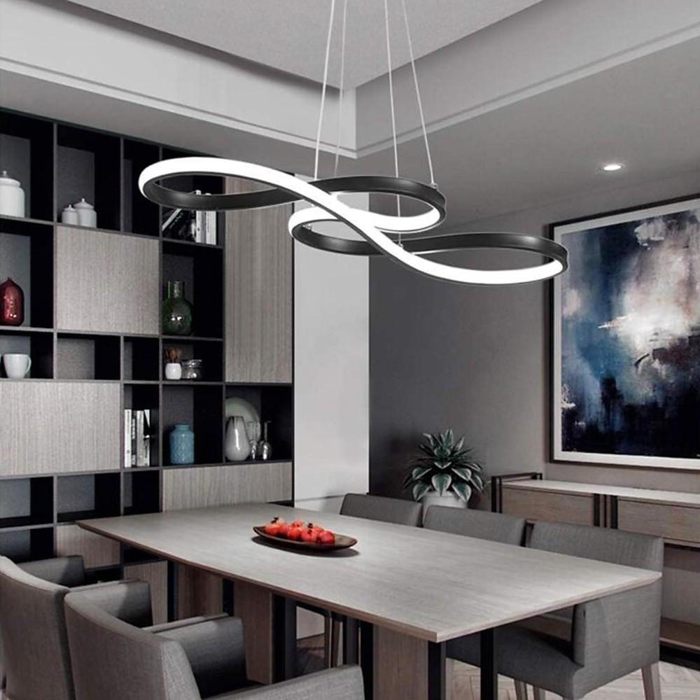 Modern LED Wave Design Sputnik Semi Flush Mount Chandelier Metal Silica Gel Ceiling Light
