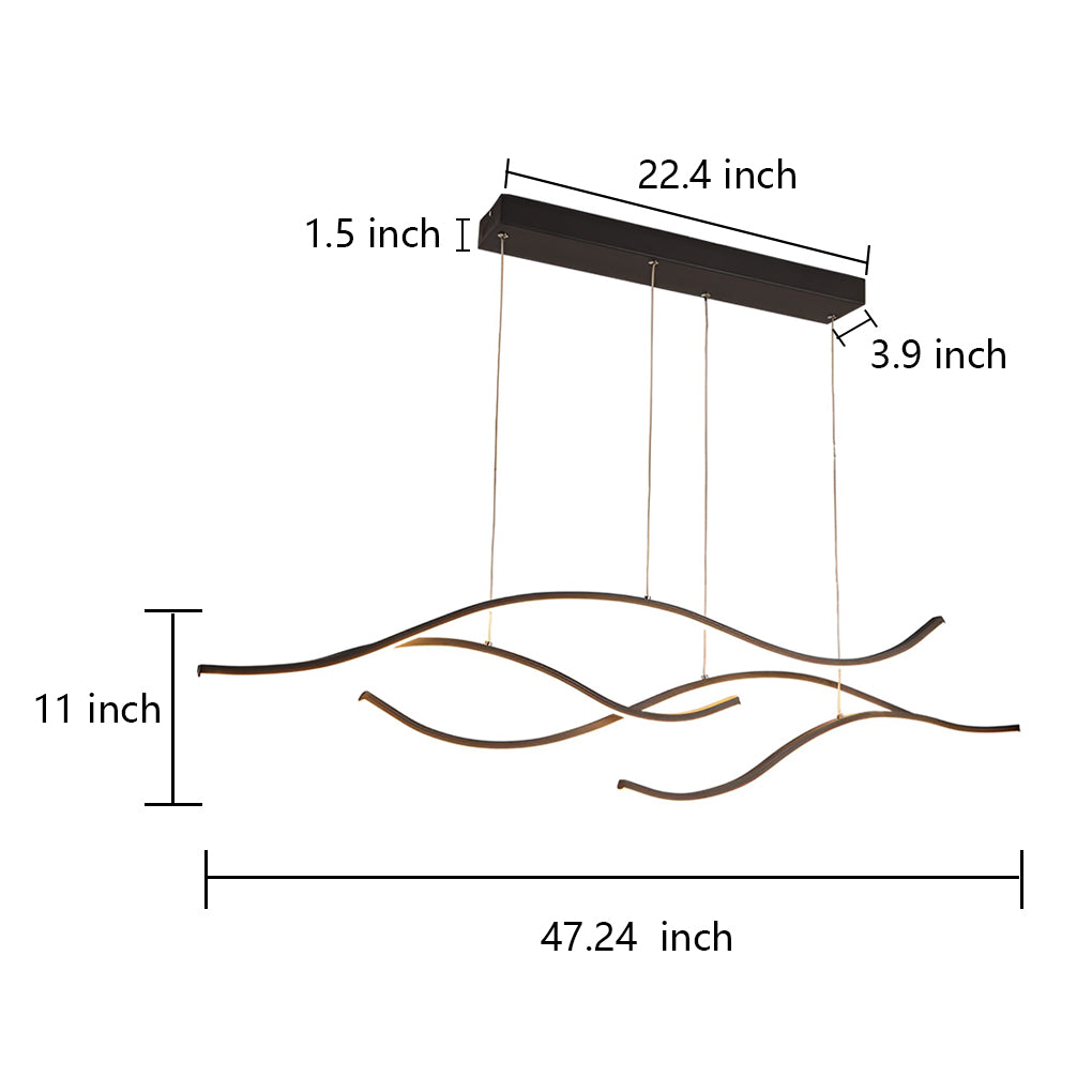Modern LED Wave Pendant Light Linear Branch Island Chandelier for Kitchen and Dining