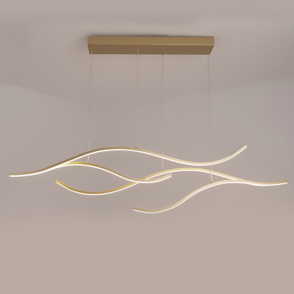 Modern LED Wave Pendant Light Linear Branch Island Chandelier for Kitchen and Dining