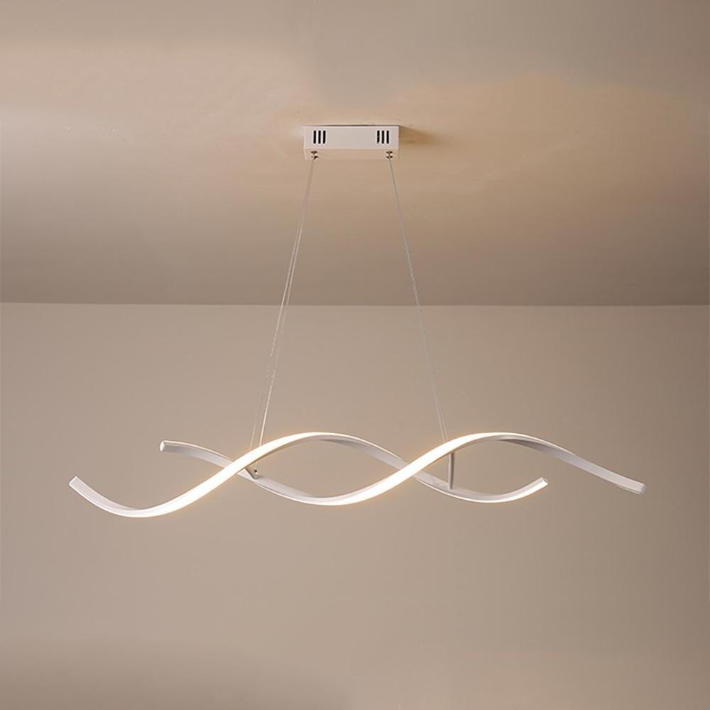 Modern LED Wave Pendant Light Minimalist Hanging Ceiling Fixture for Dining Room and Kitchen