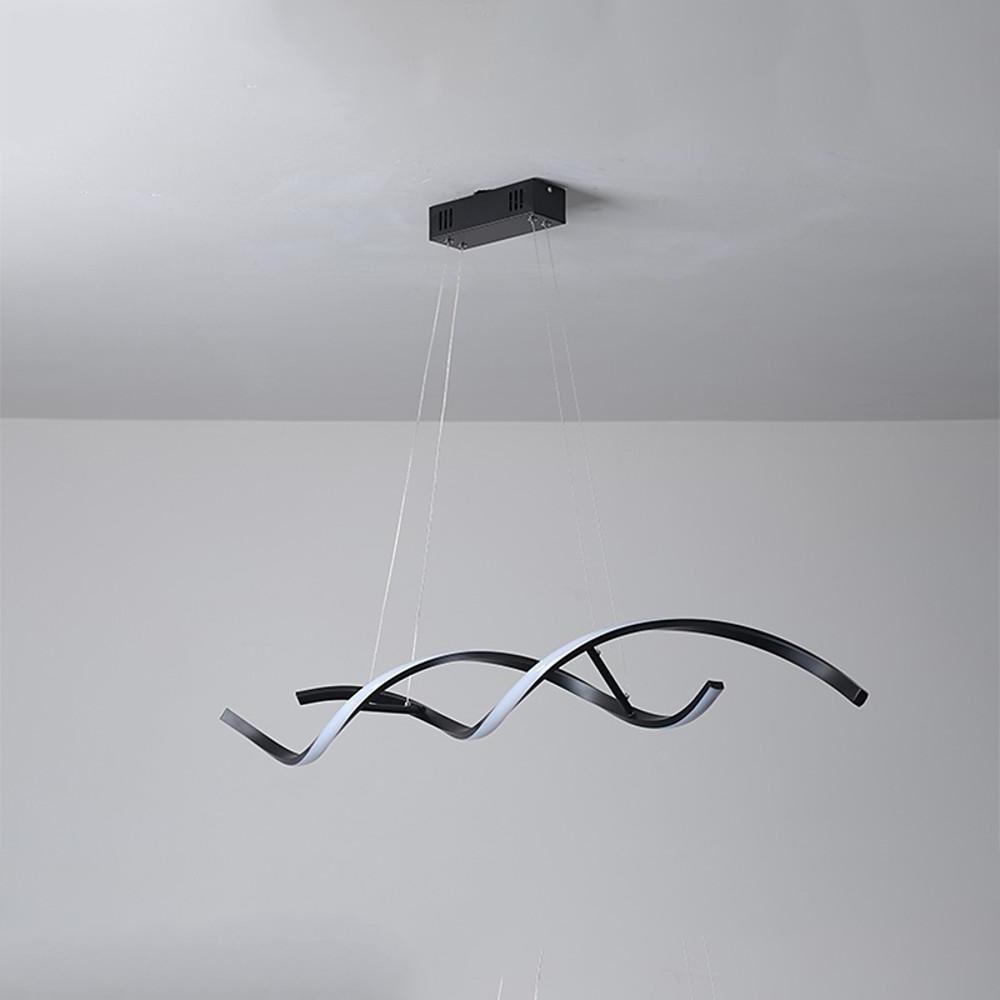 Modern LED Wave Pendant Light Minimalist Hanging Ceiling Fixture for Dining Room and Kitchen