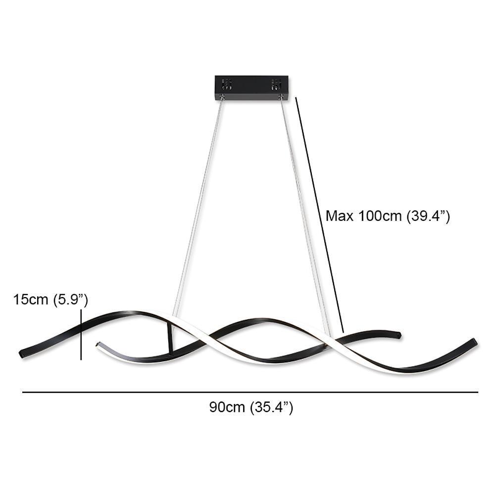 Modern LED Wave Pendant Light Minimalist Hanging Ceiling Fixture for Dining Room and Kitchen