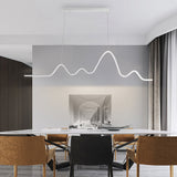 Modern LED Wave Pendant Light Nordic Linear Strip Chandelier for Dining Room Lighting