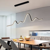 Modern LED Wave Pendant Light Nordic Linear Strip Chandelier for Dining Room Lighting