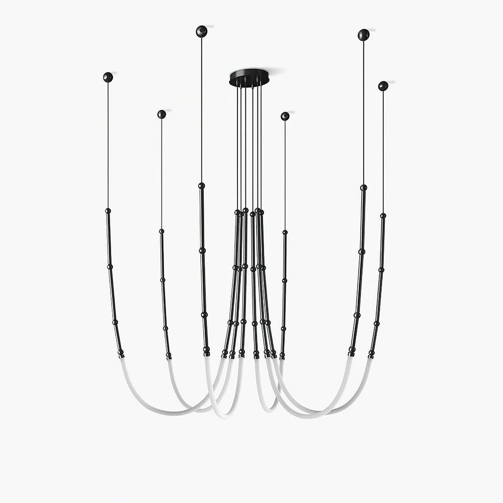Modern Leda Geometric LED Chandelier with Flexible Necklace Design for Dining Room