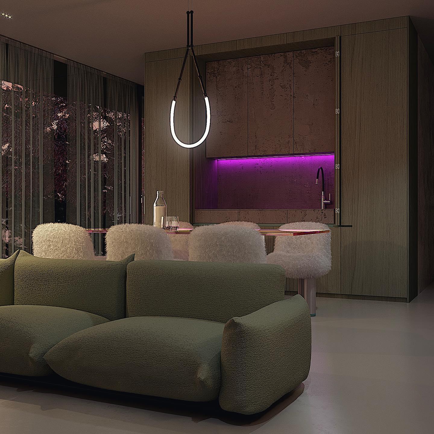 Modern Leda Geometric LED Chandelier with Flexible Necklace Design for Dining Room