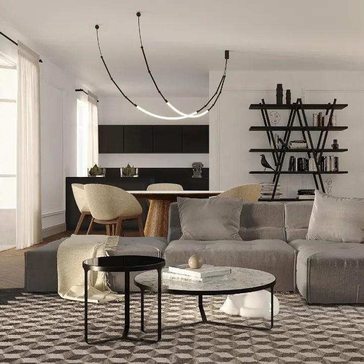 Modern Leda Geometric LED Chandelier with Flexible Necklace Design for Dining Room