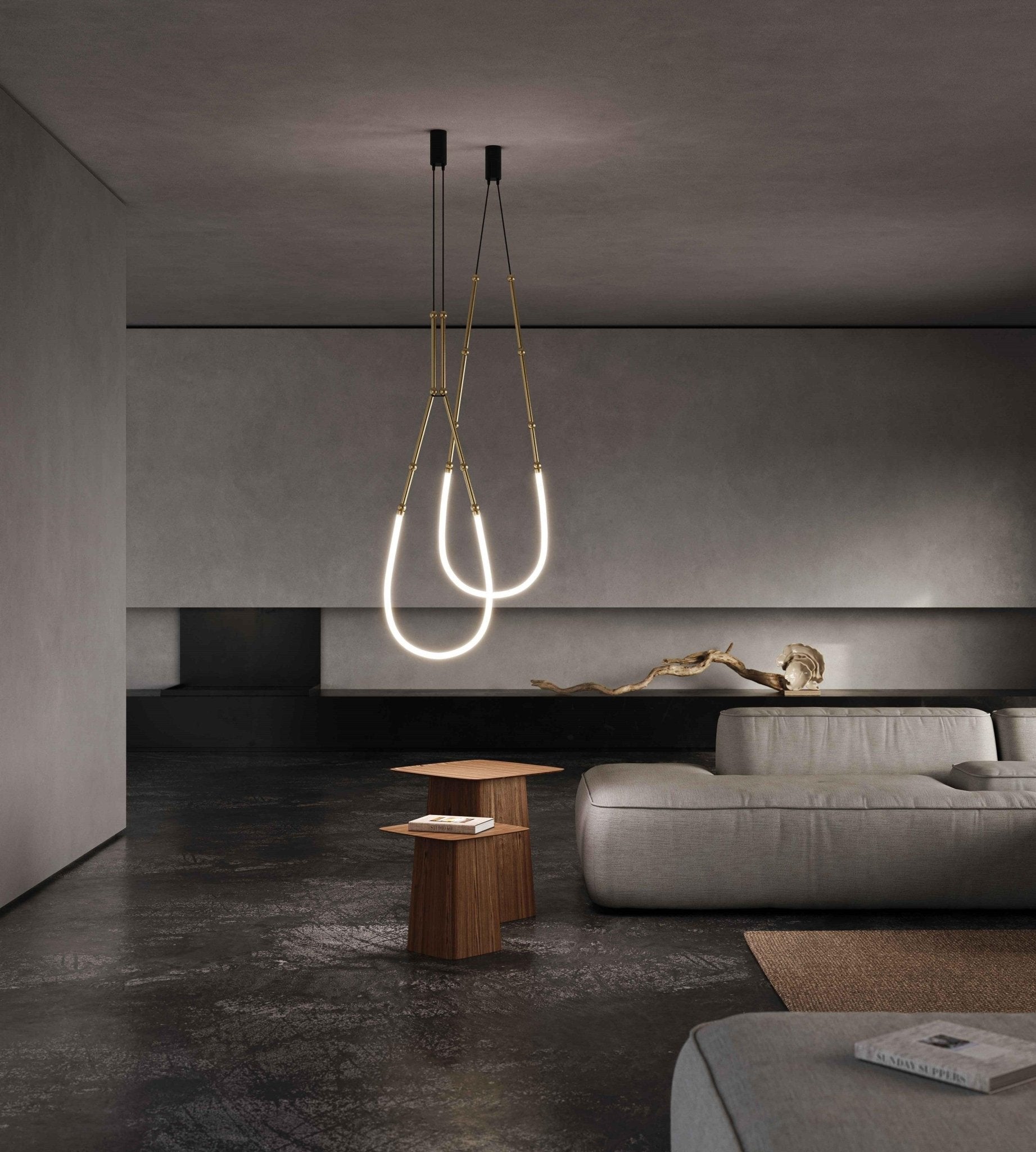 Modern Leda Geometric LED Chandelier with Flexible Necklace Design for Dining Room