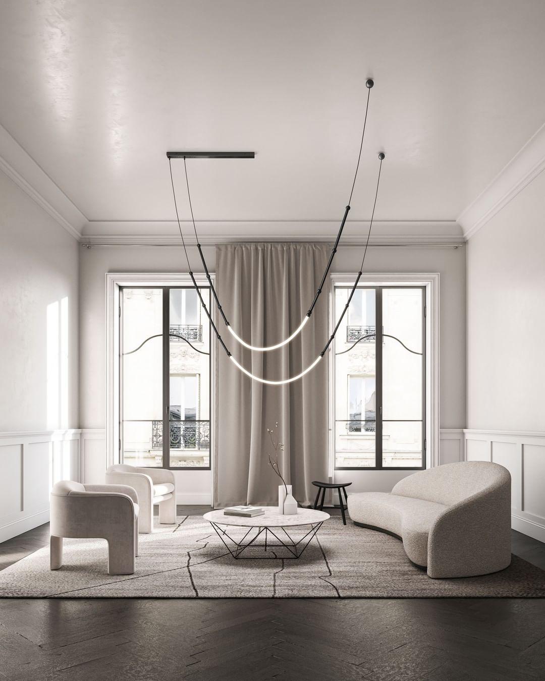 Modern Leda Geometric LED Chandelier with Flexible Necklace Design for Dining Room