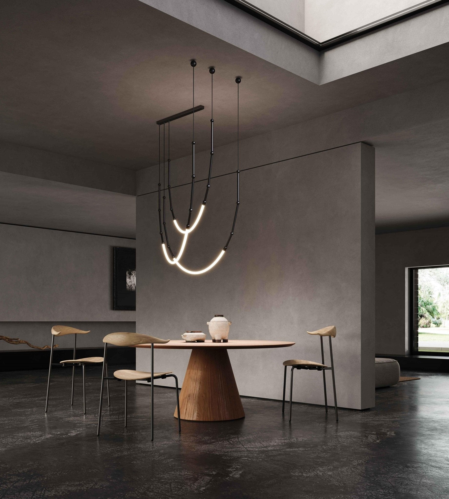 Modern Leda Geometric LED Chandelier with Flexible Necklace Design for Dining Room