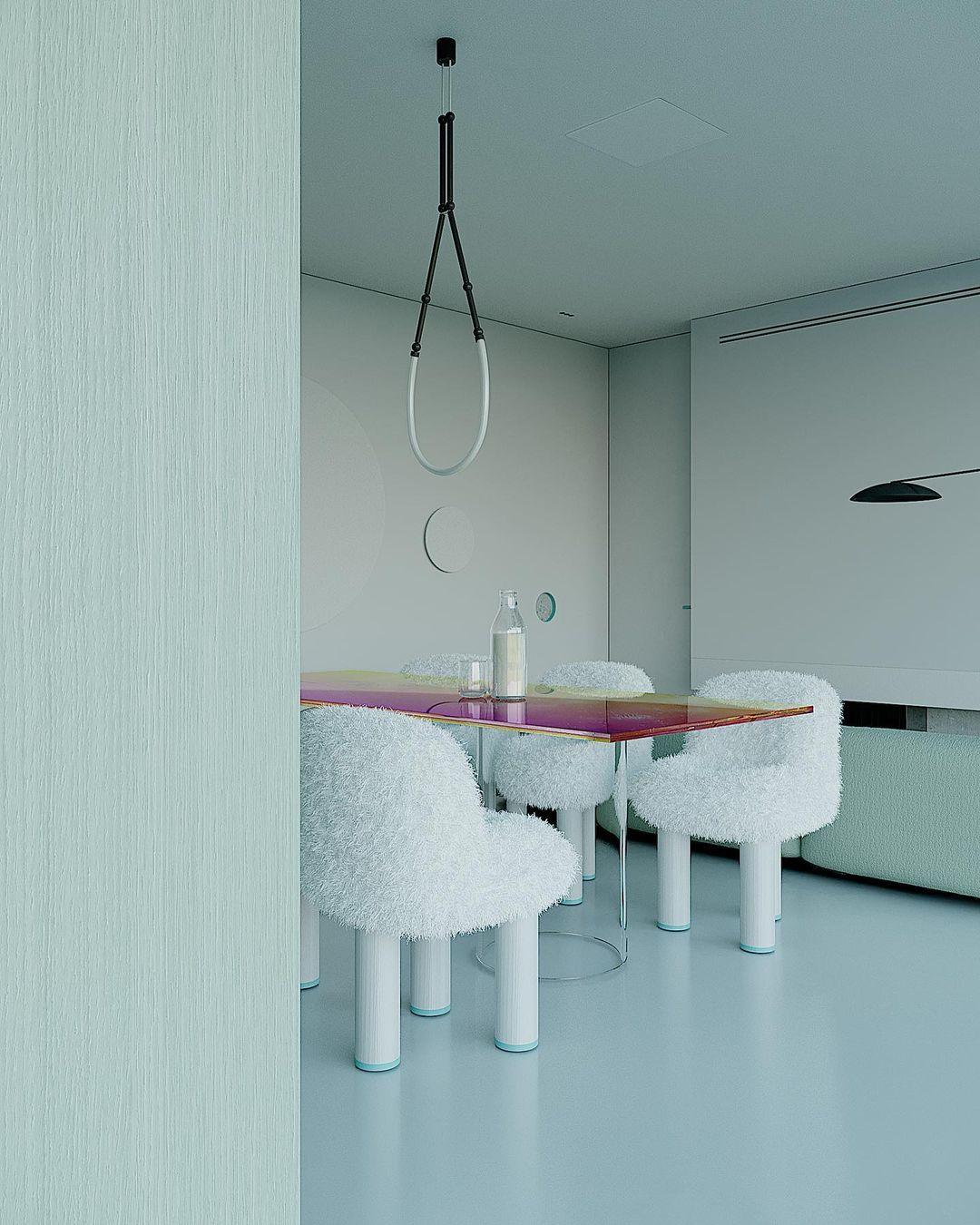 Modern Leda Geometric LED Chandelier with Flexible Necklace Design for Dining Room