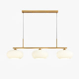 Modern Linear 3 Light Pendant with Globe Glass Shades and Adjustable Height