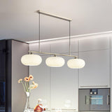 Modern Linear 3 Light Pendant with Globe Glass Shades and Adjustable Height