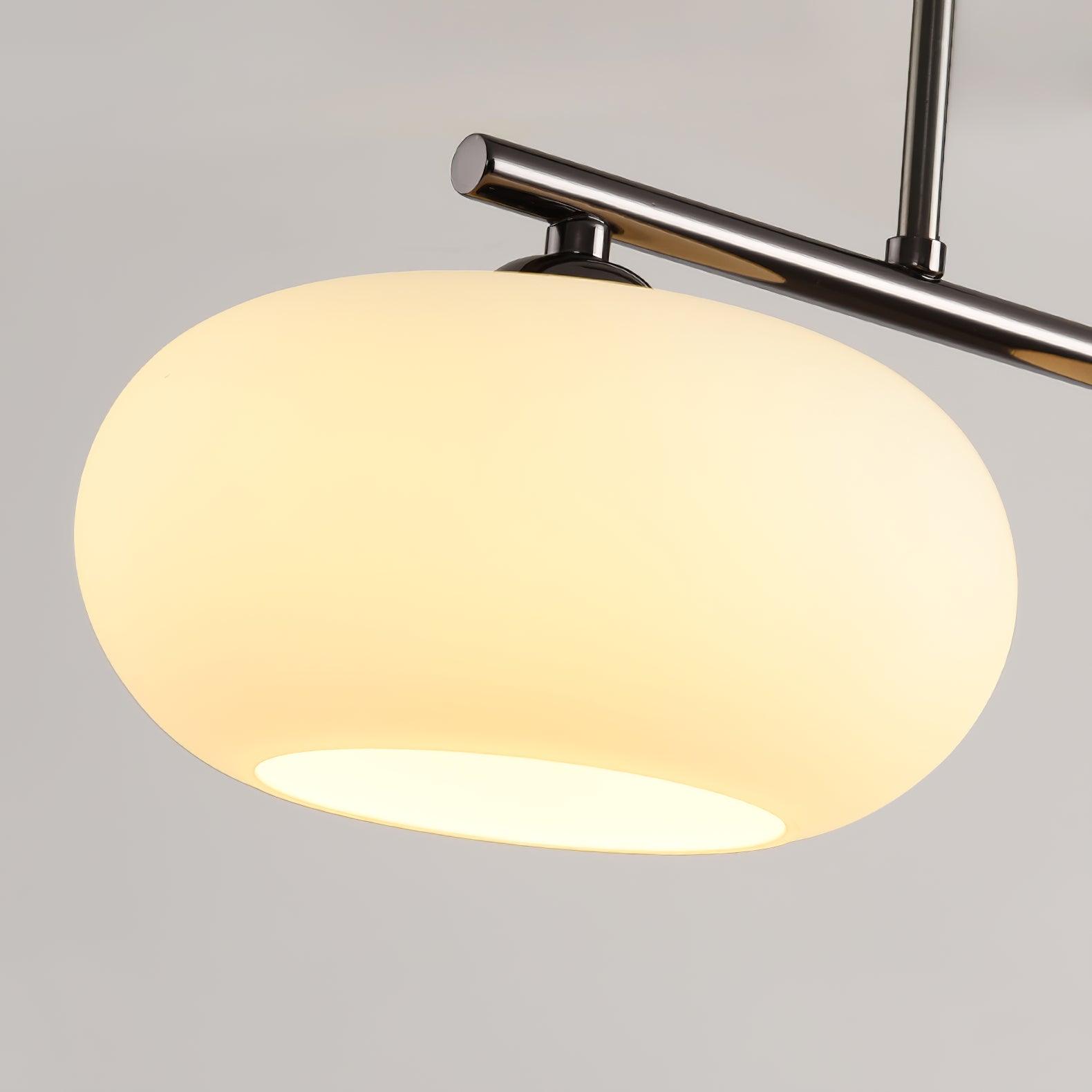 Modern Linear 3 Light Pendant with Globe Glass Shades and Adjustable Height