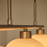 Modern Linear 3 Light Pendant with Globe Glass Shades and Adjustable Height