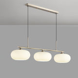 Modern Linear 3 Light Pendant with Globe Glass Shades and Adjustable Height