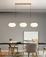 Modern Linear 3 Light Pendant with Globe Glass Shades and Adjustable Height
