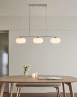 Modern Linear 3 Light Pendant with Globe Glass Shades and Adjustable Height
