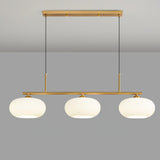 Modern Linear 3 Light Pendant with Globe Glass Shades and Adjustable Height