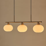 Modern Linear 3 Light Pendant with Globe Glass Shades and Adjustable Height