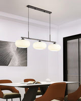 Modern Linear 3 Light Pendant with Globe Glass Shades and Adjustable Height