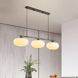 Modern Linear 3 Light Pendant with Globe Glass Shades and Adjustable Height
