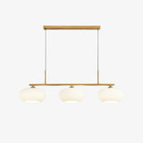 Modern Linear 3 Light Pendant with Globe Glass Shades and Adjustable Height