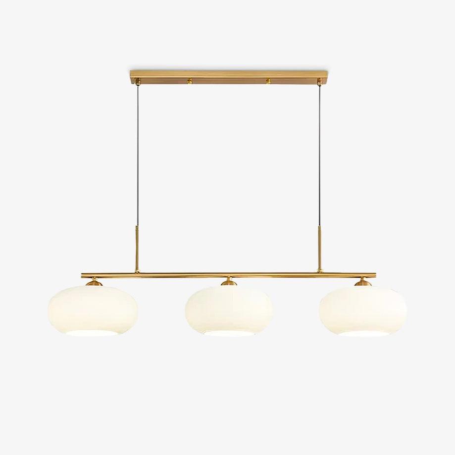 Modern Linear 3 Light Pendant with Globe Glass Shades and Adjustable Height
