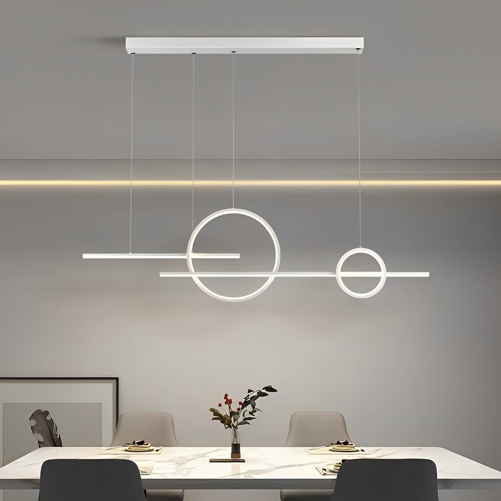 Modern Linear Circles LED Chandelier Stepless Dimmable Pendant Light for Dining Room