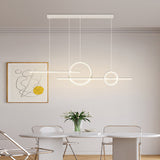 Modern Linear Circles LED Chandelier Stepless Dimmable Pendant Light for Dining Room