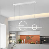 Modern Linear Circles LED Chandelier Stepless Dimmable Pendant Light for Dining Room