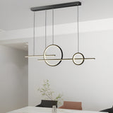 Modern Linear Circles LED Chandelier Stepless Dimmable Pendant Light for Dining Room