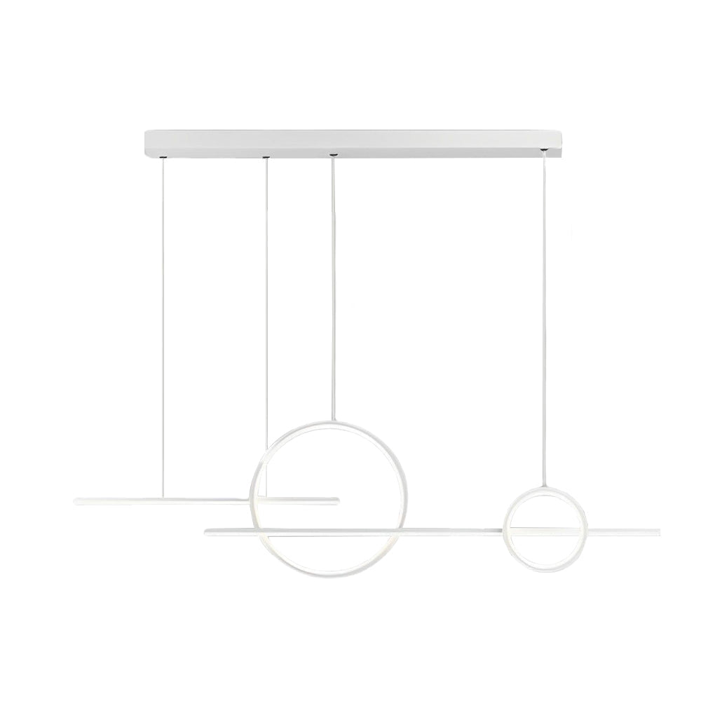 Modern Linear Circles LED Chandelier Stepless Dimmable Pendant Light for Dining Room