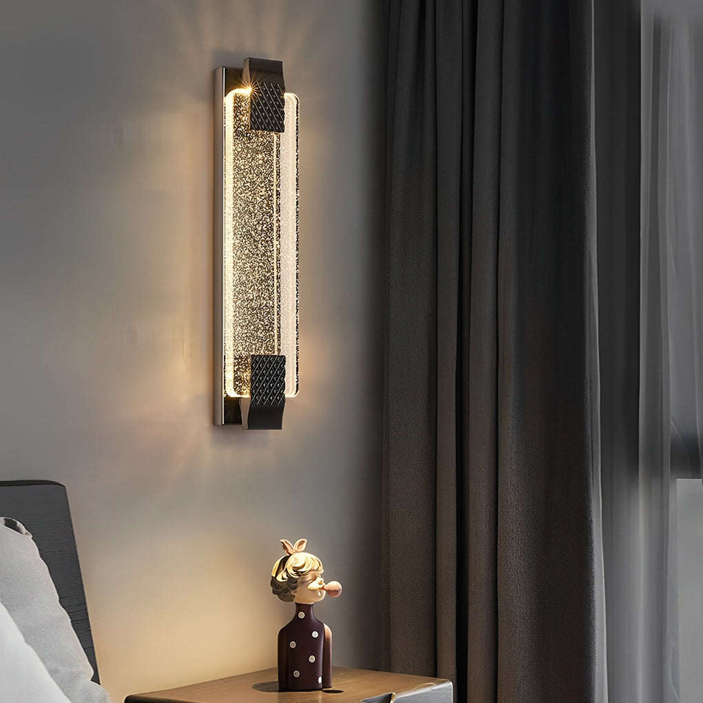 Modern Linear Crystal Bubble LED Wall Sconce with 3 Color Dimming for Bedroom Gold and Black