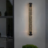 Modern Linear Crystal Bubble LED Wall Sconce with 3 Color Dimming for Bedroom Gold and Black